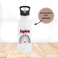 Gourde Personnalisable en Inox - 500 ml - Arc-en-ciel rose