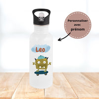 Gourde Monstre Personnalisable avec Prénom - Inox Blanche 500 ml-letzhug