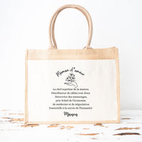 Sac Cabas Jute et Coton Personnalisé avec définition maman d'amour