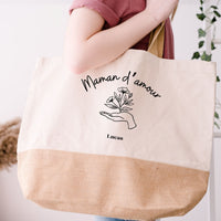Sac XL Cabas Coton Personnalisé pour Maman d'amour