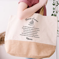 Sac XL Cabas Coton Personnalisé pour Maman d'amour définition