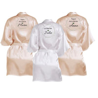 Peignoir personnalisé Mariage, EVJF, lettre initial Couronne de fleur verde, letzhug