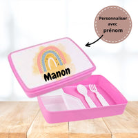 Boîte Repas Enfant Rose Personnalisable et Étanche - Arc-en-ciel- letzhug