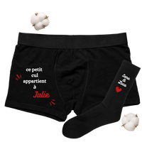 BOXER et chaussette HOMME personnalisé ce petit cul appartient à