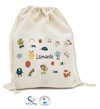 Pochon MONSTER rangements rentrée scolaire personnalisé avec prénom