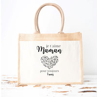 Sac Cabas Jute et Coton Écoresponsable Personnalisé pour Maman