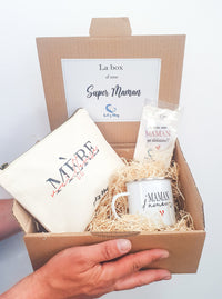 Coffret box personnalisé super maman , cadeaux personnalisé fête des mères , mére-veilleuse