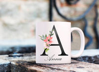 Mug personnalisé avec lettre initiale -noir