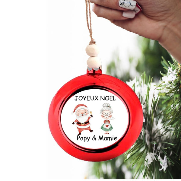 Boule de Noël Personnalisée - JOYEUX NOËL  - Père et Mère Noël- LETZHUG