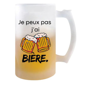 Chope de Bière Personnalisée - Je Peux Pas J'ai Bière