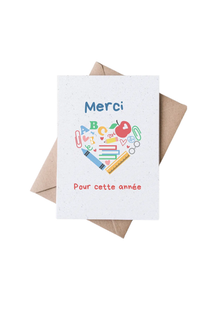 Carte à planter cœur "Merci pour cette année" - fleurs des champs