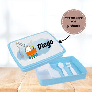 Boîte Repas Enfant Personnalisée - Grue Bleue