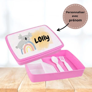 Boîte Repas Enfant Rose Personnalisée - Koala