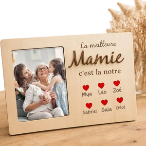 Cadre Photo Bois Gravé – Mamie et ses Petits-enfants