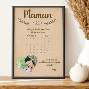 Cadre en Bois Calendrier Maman - Photo Personnalisée
