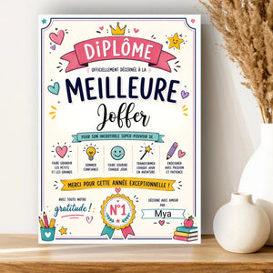 Affiche Diplôme Meilleure Joffer, Éducatrice