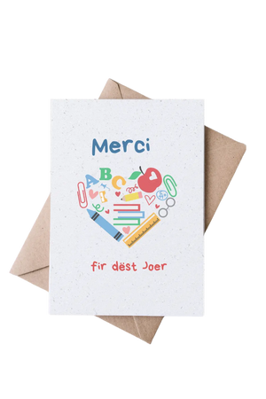 Carte à Planter "Merci fir dëst Joer" Fleur des Champs