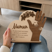 Cadre en bois personnalisé “Maman” – Cœur & mains LETZHUG