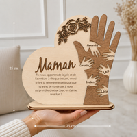 Cadre en bois personnalisé “Maman” – Cœur & mains LETZHUG