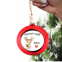 Boule de Noël Personnalisée - ENAFNTS SAGE - Petite biche avec prénom