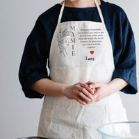 tablier  MAMIE D'AMOUR , avec prénoms enfant , Tablier Cuisine Personnalisé, Cadeau Cuisine Personnalisé pour Mamie, fête des grands mères