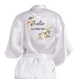 Peignoir personnalisé Mariage, EVJF,  robe de chambre de mariée, robe de mariée, robe de mariée , témoin , avec fleur verde