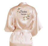 Peignoir personnalisé Mariage, EVJF,  robe de chambre de mariée, robe de mariée, robe de mariée , témoin , avec fleur verde