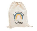 Grande Pochette Arc-en-ciel / Sac personnalisé pour la rentrée, sac à doudou,