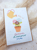 Carte à planter " 100% graines d'amour " , Graines de flues des champs , fête des mère , carte pour anniversaires, cadeaux personnalisé  