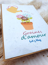 Carte à planter " 100% graines d'amour " , Graines de flues des champs