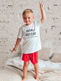 t-shirt garçon " BEAU GOSSE comme papa ,mais en mieux grâce a maman "