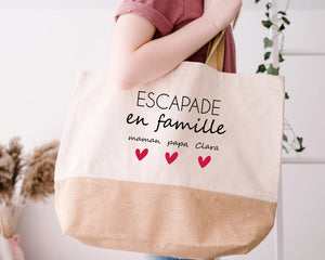 Sac de plage personnalisé "Escapade en famille"