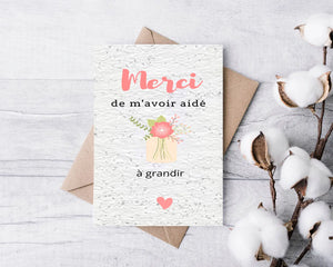 Carte à planter "Merci de m'avoir aidé à grandir", coquelicots